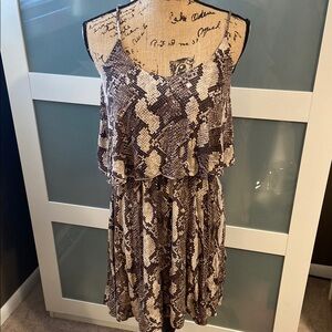 H&M Brown and Cream Pleated Mini Sundress